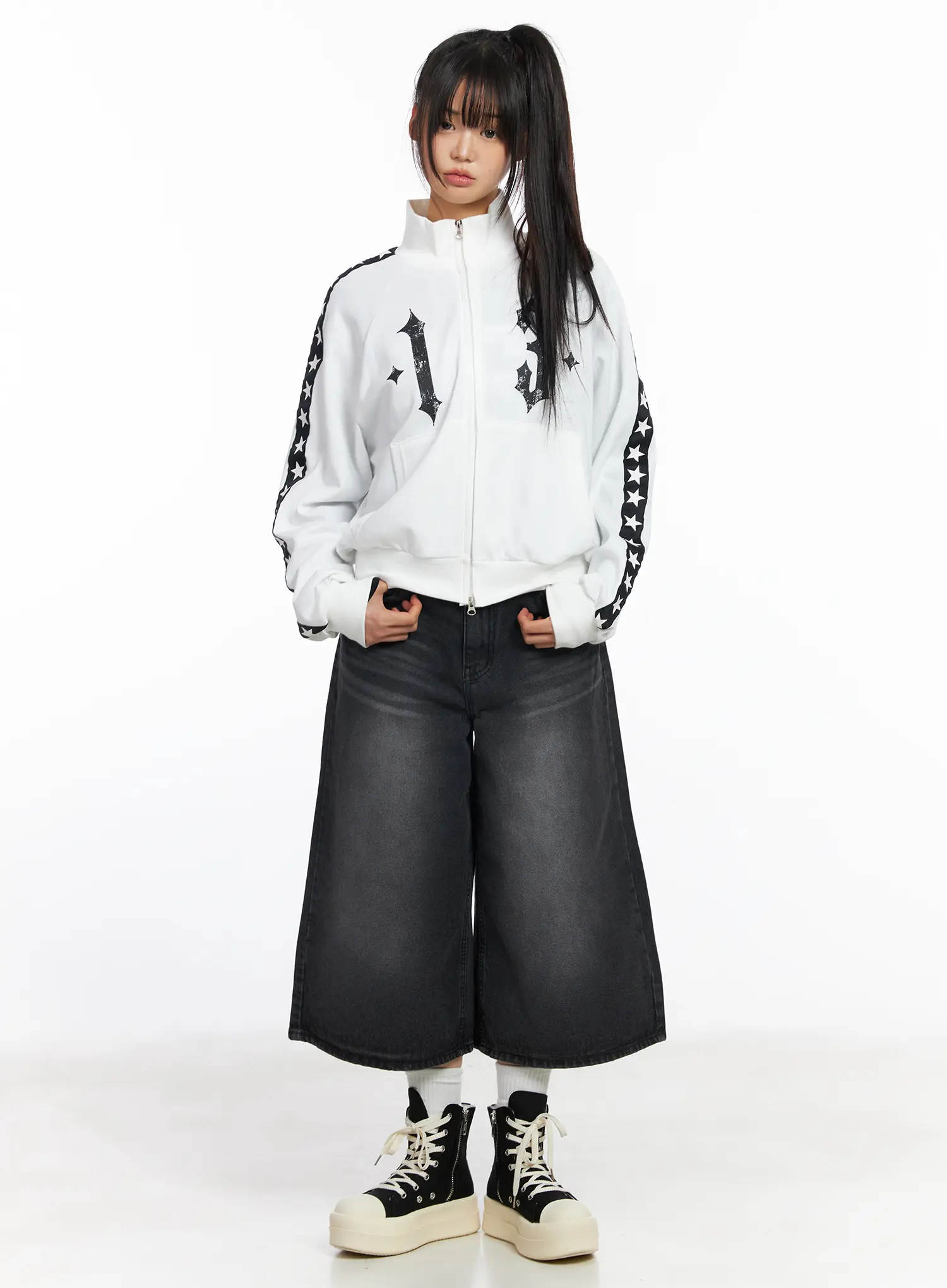 Star Graphic Lined Sporty Zip-Up Jacket CF504 - Image 5