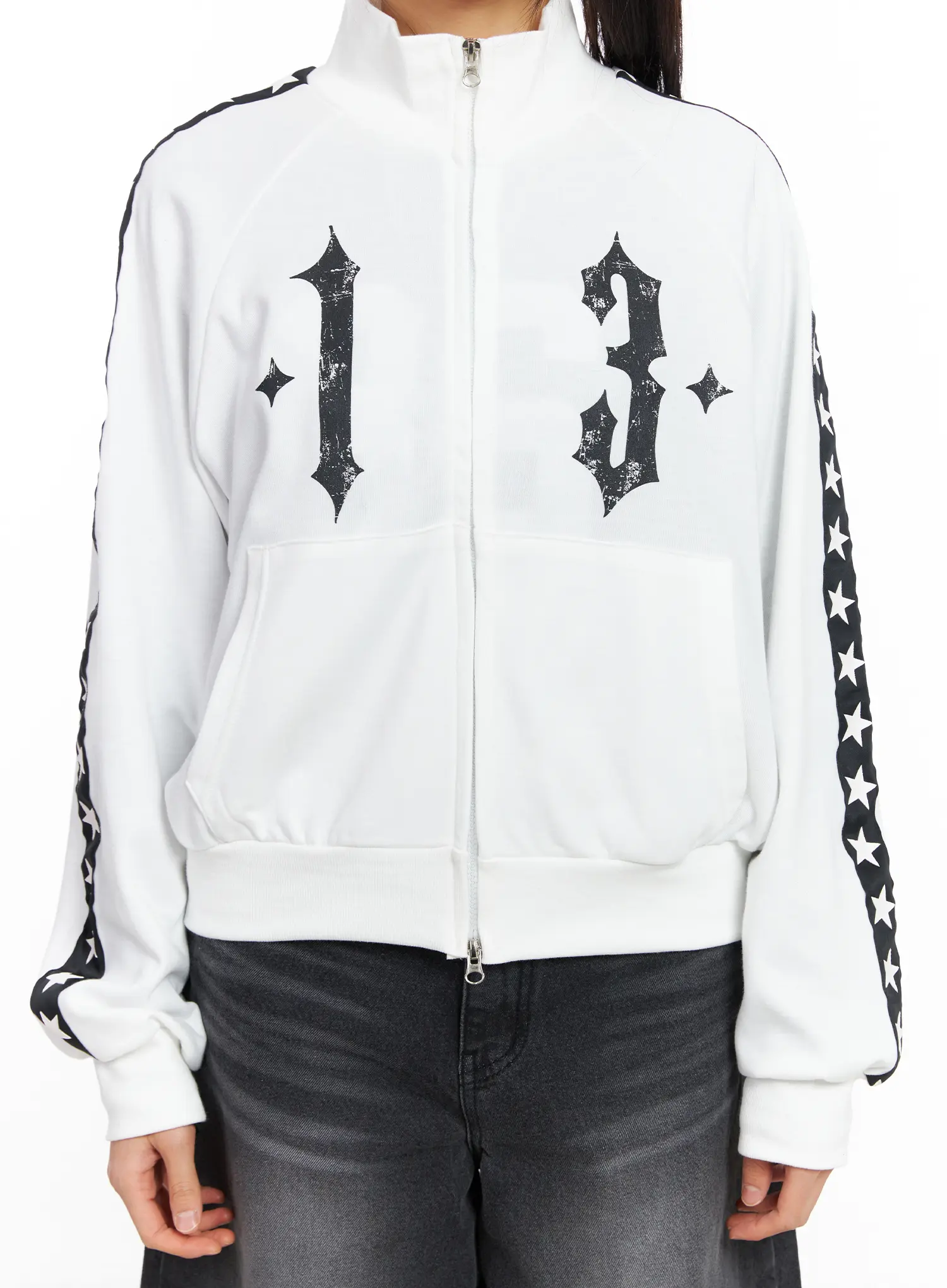 Star Graphic Lined Sporty Zip-Up Jacket CF504 - Image 6