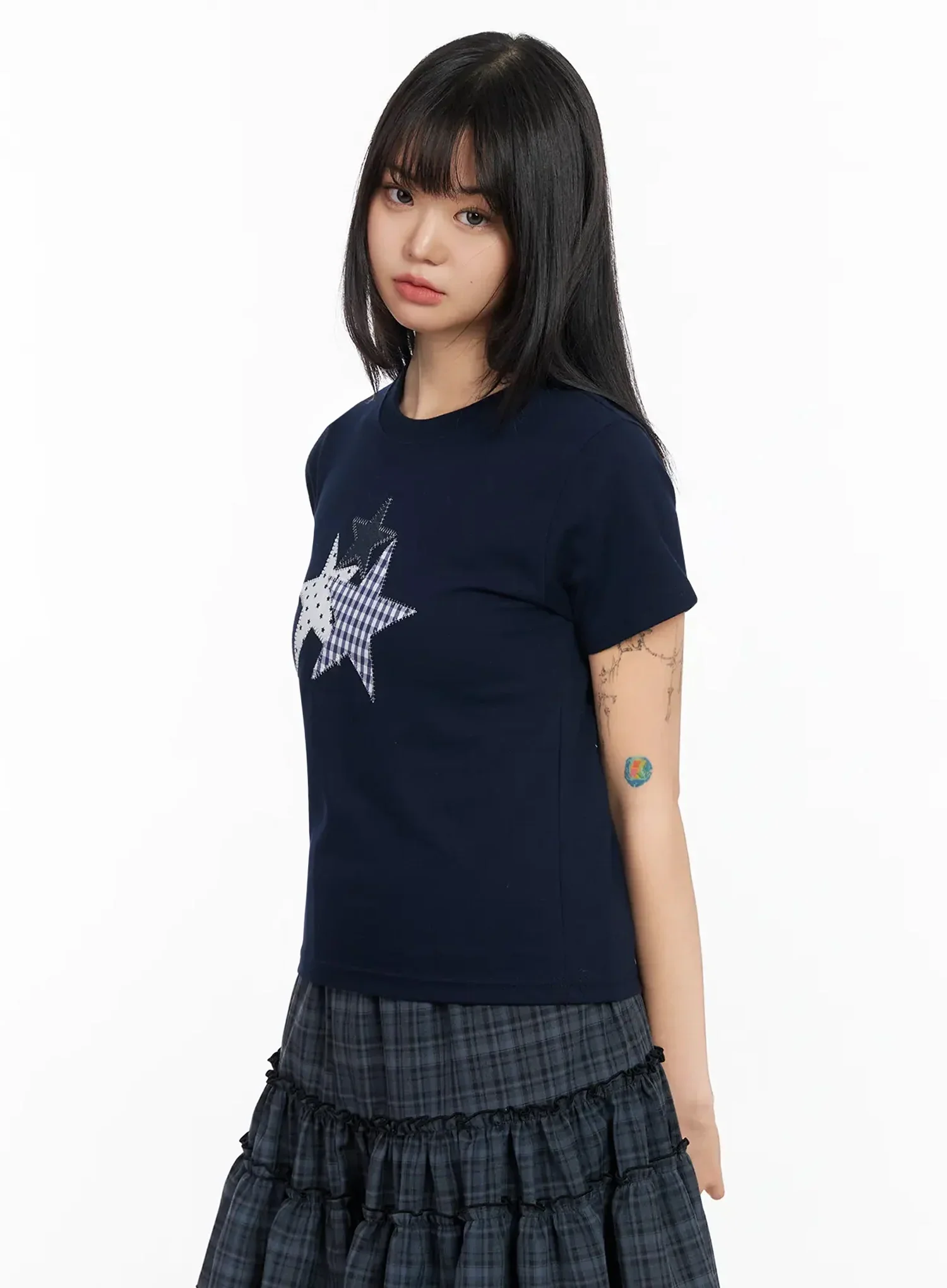 Star Patchwork Crop Top IA523 - Image 13