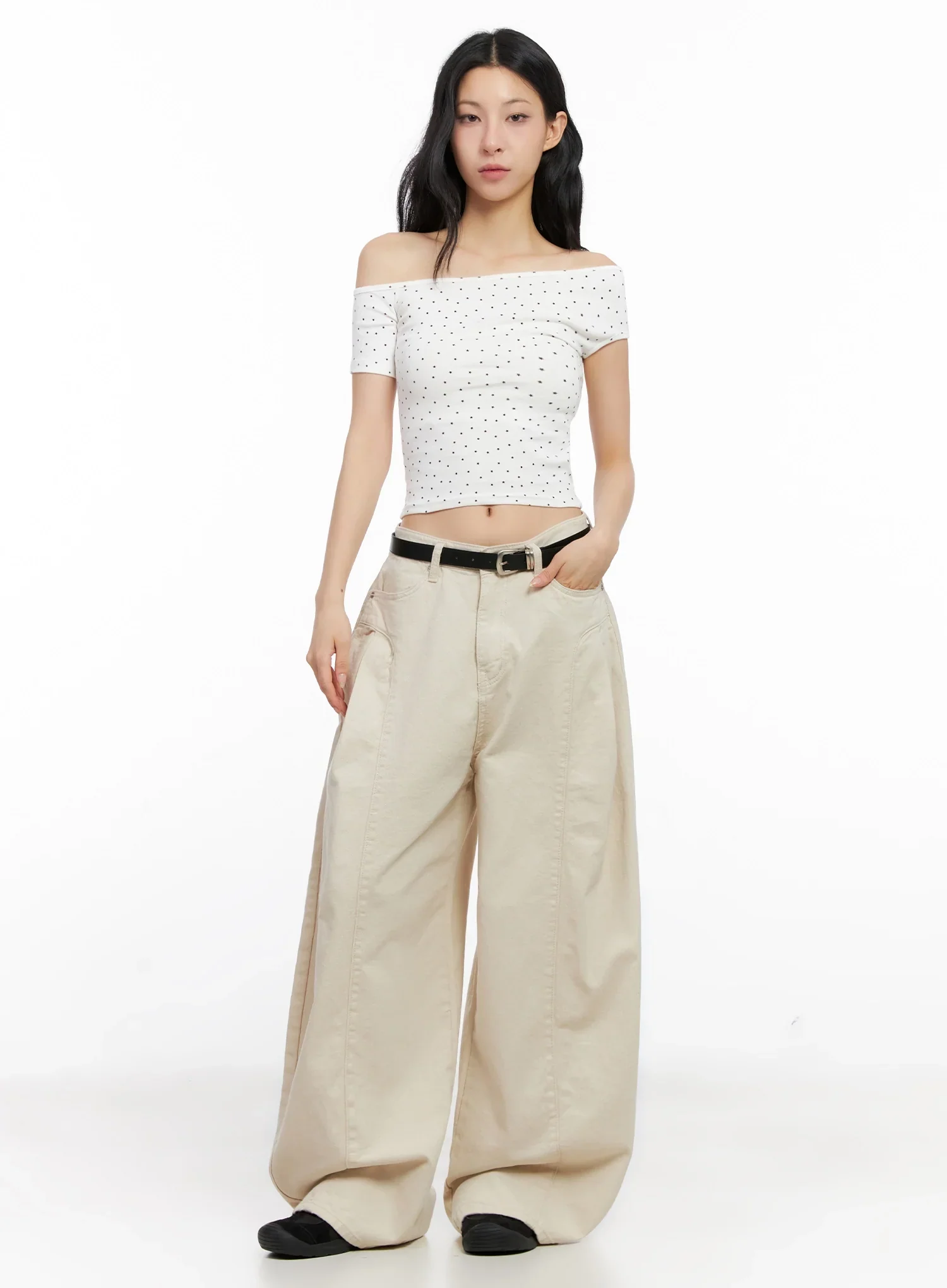 Star Print Off-Shoulder Crop Top IG508 - Image 10