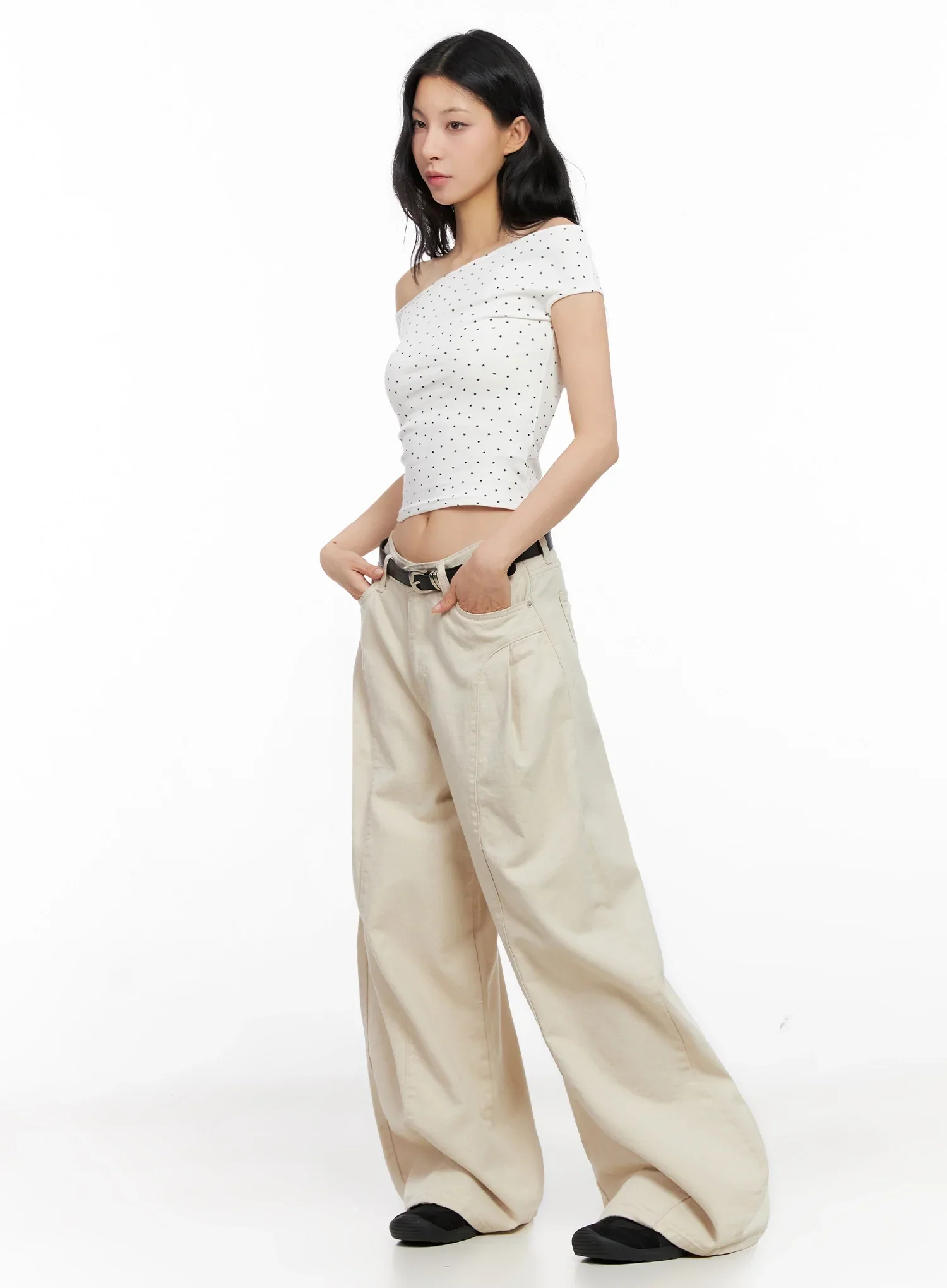 Star Print Off-Shoulder Crop Top IG508 - Image 11