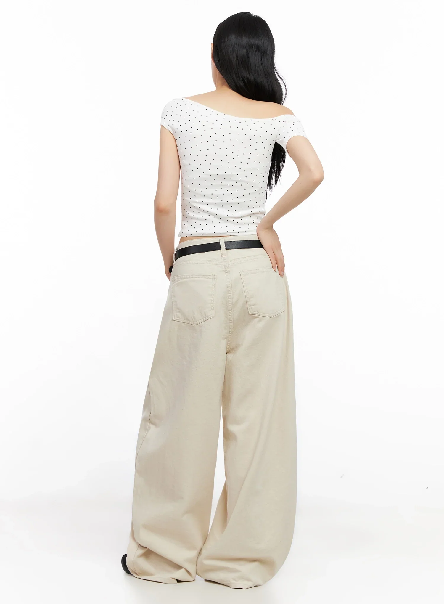 Star Print Off-Shoulder Crop Top IG508 - Image 13