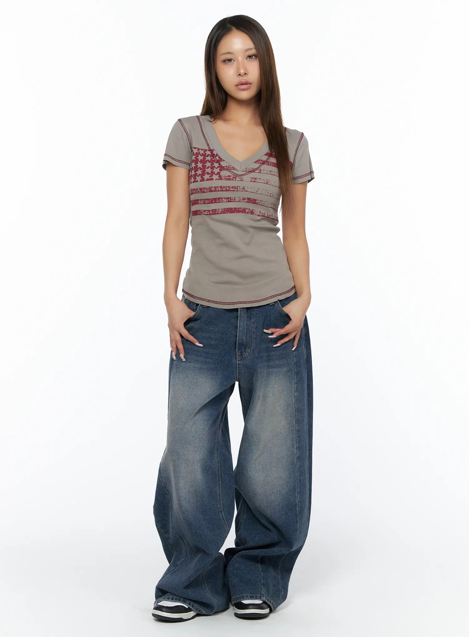Star-Spangled V-Neck Tee CA517 - Image 3