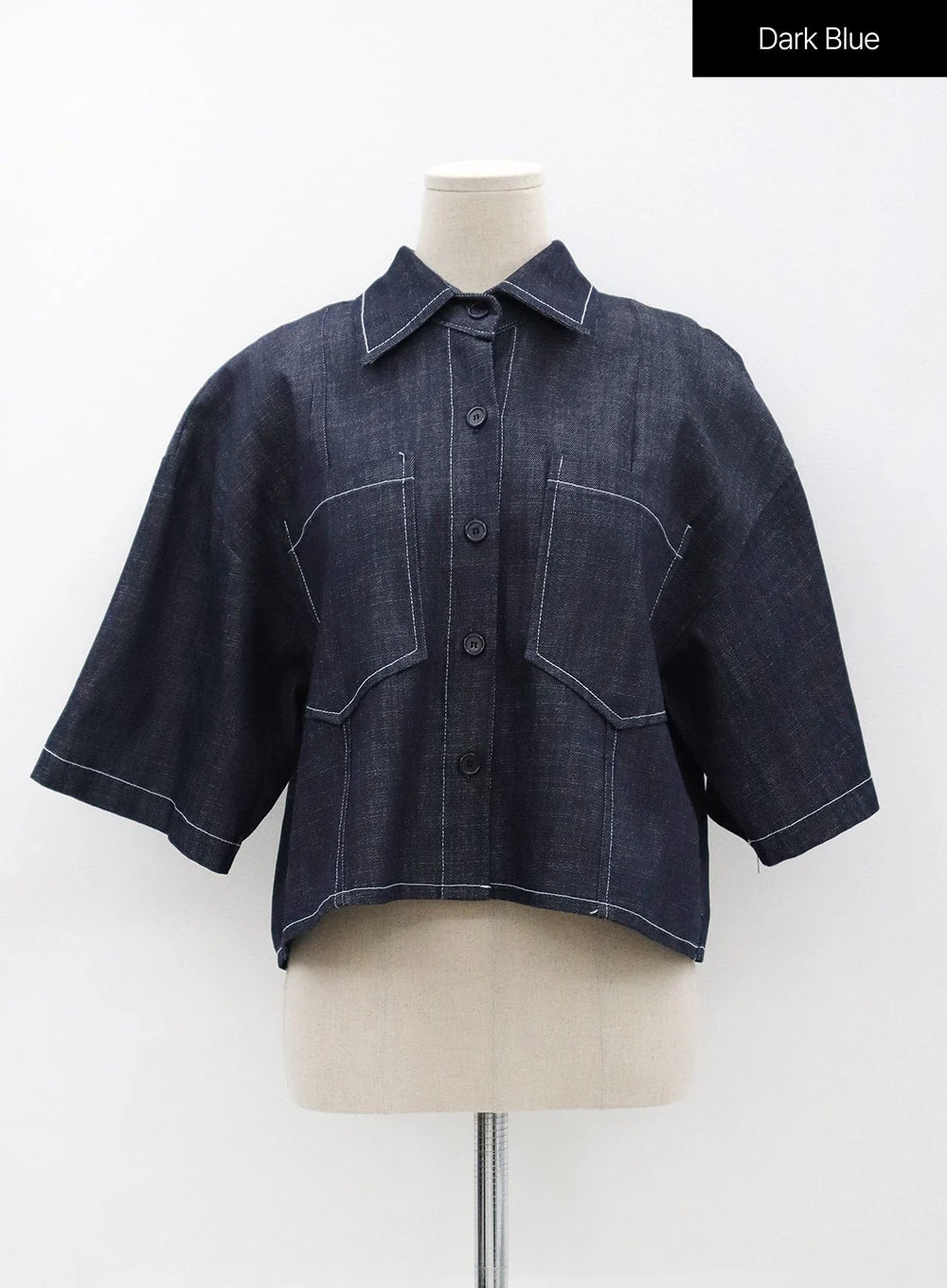 Stitch Denim Set-Up Blouse with Pocket OG23 - Image 15