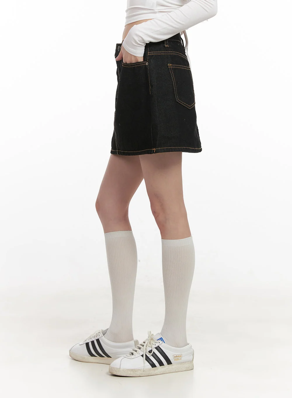 Stitched Denim Mini Skirt CJ524 - Image 3