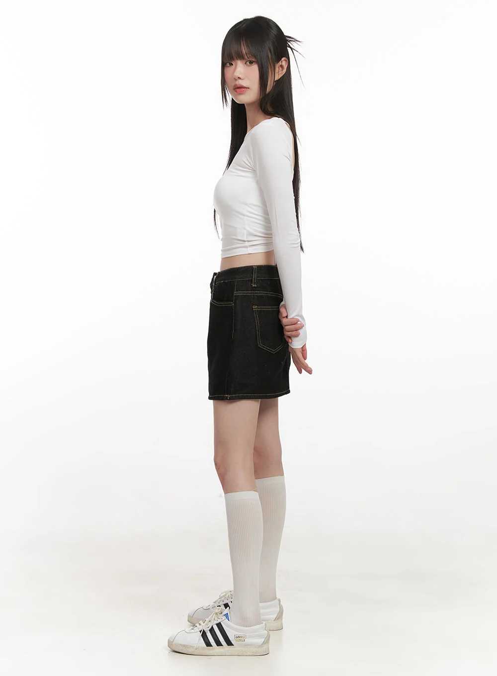Stitched Denim Mini Skirt CJ524 - Image 4