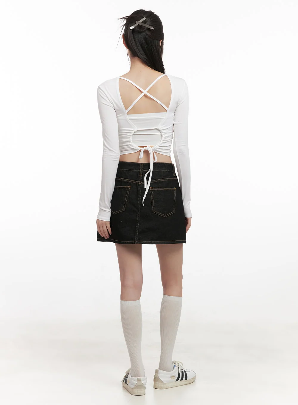 Stitched Denim Mini Skirt CJ524 - Image 6