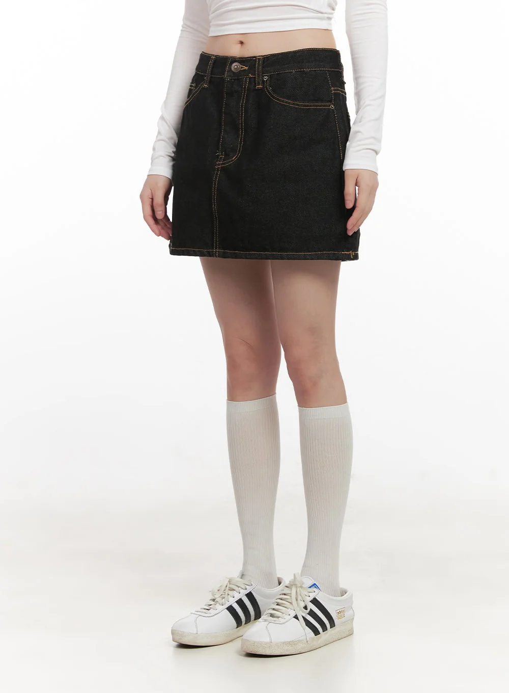 Stitched Denim Mini Skirt CJ524 - Image 8