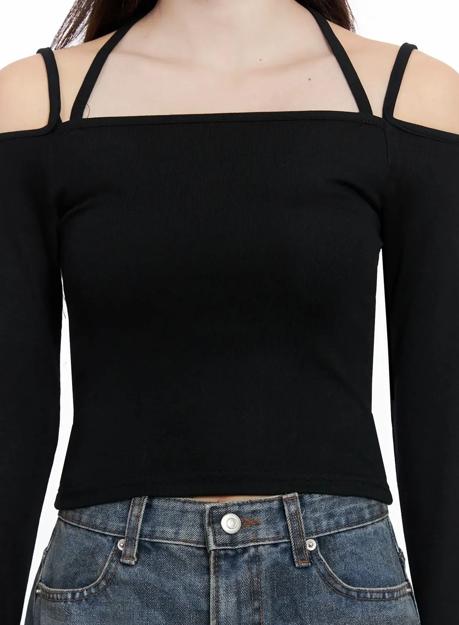 Strap Halter Off-Shoulder Top IN514 - Image 4