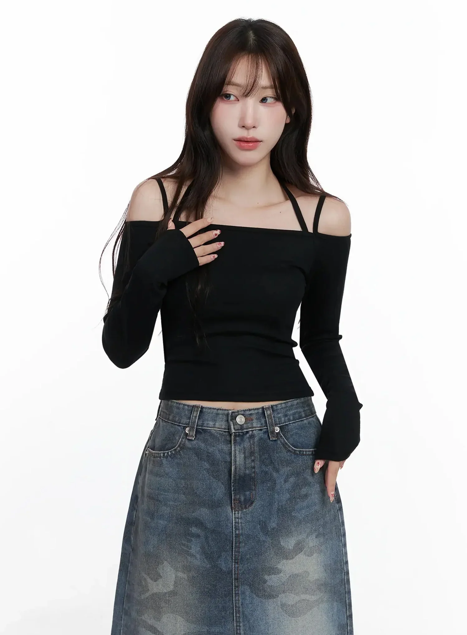 Strap Halter Off-Shoulder Top IN514 - Image 5
