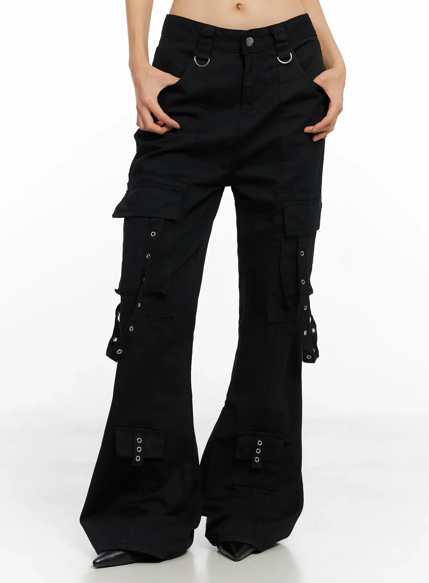 Strap Utility Flare Trousers CO528