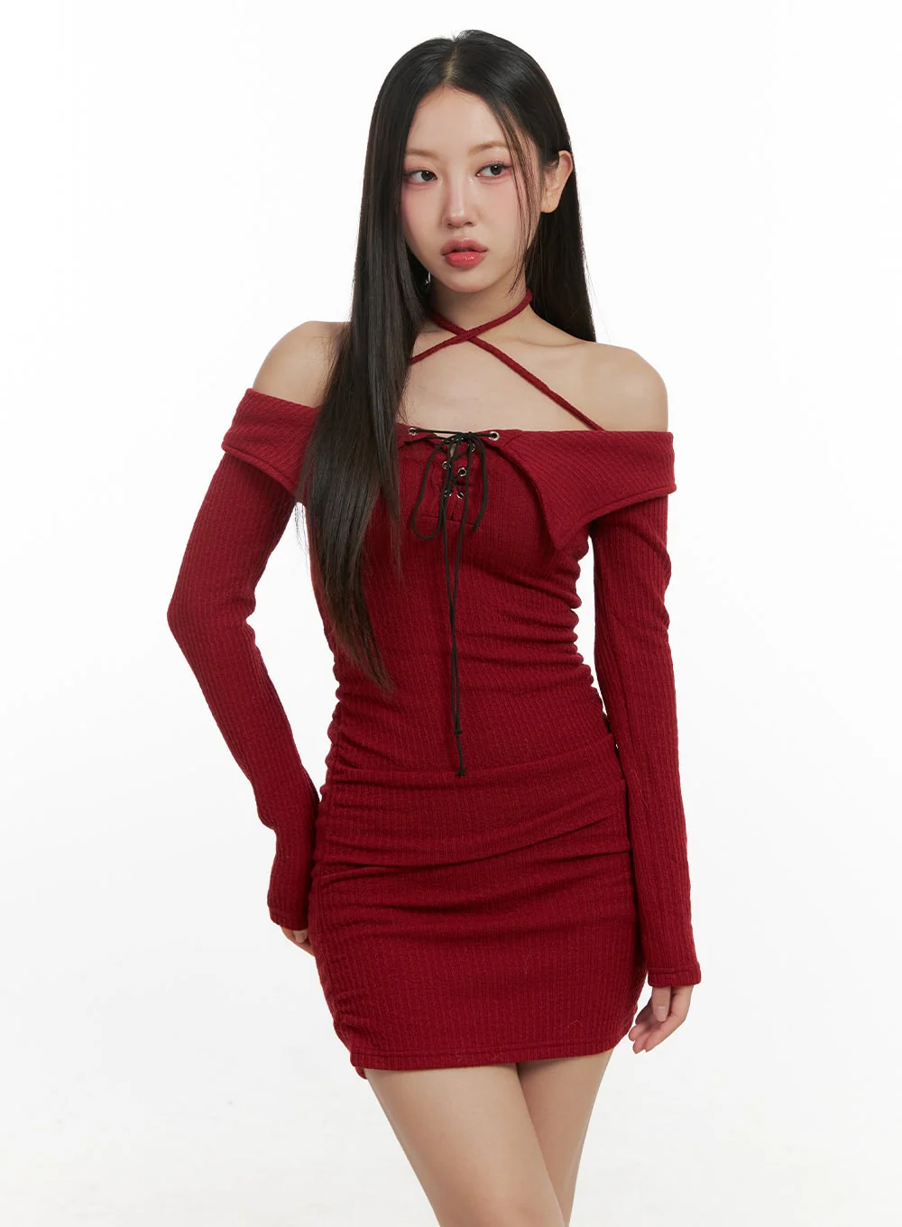 Strappy Long Sleeve Mini Dress CN413 - Image 10