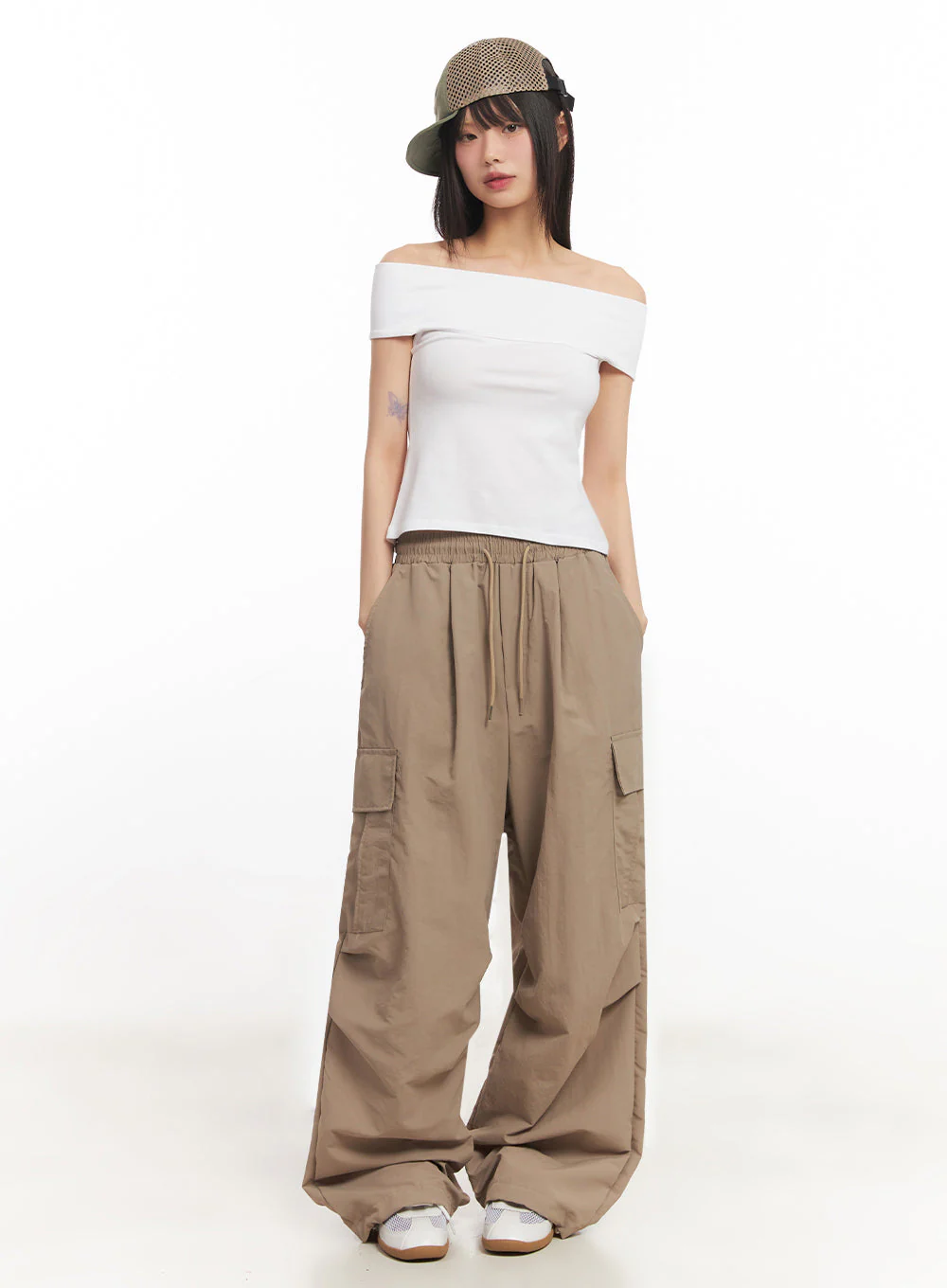 String Cut-Out Off-Shoulder Crop Top IY502 - Image 11
