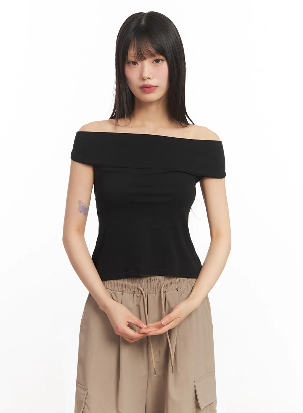 String Cut-Out Off-Shoulder Crop Top IY502 - Image 16