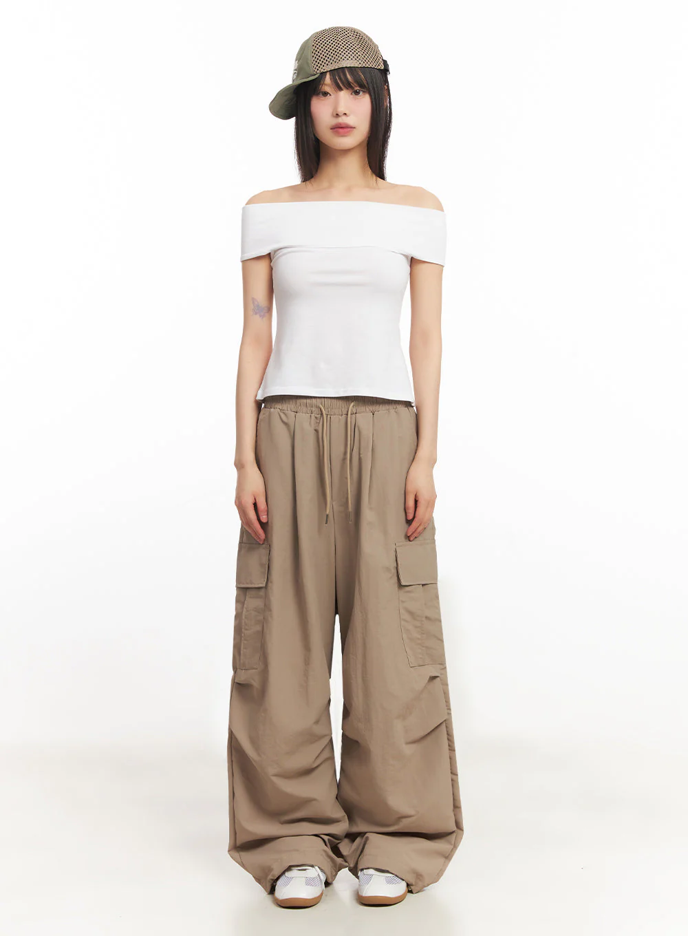 String Cut-Out Off-Shoulder Crop Top IY502 - Image 5