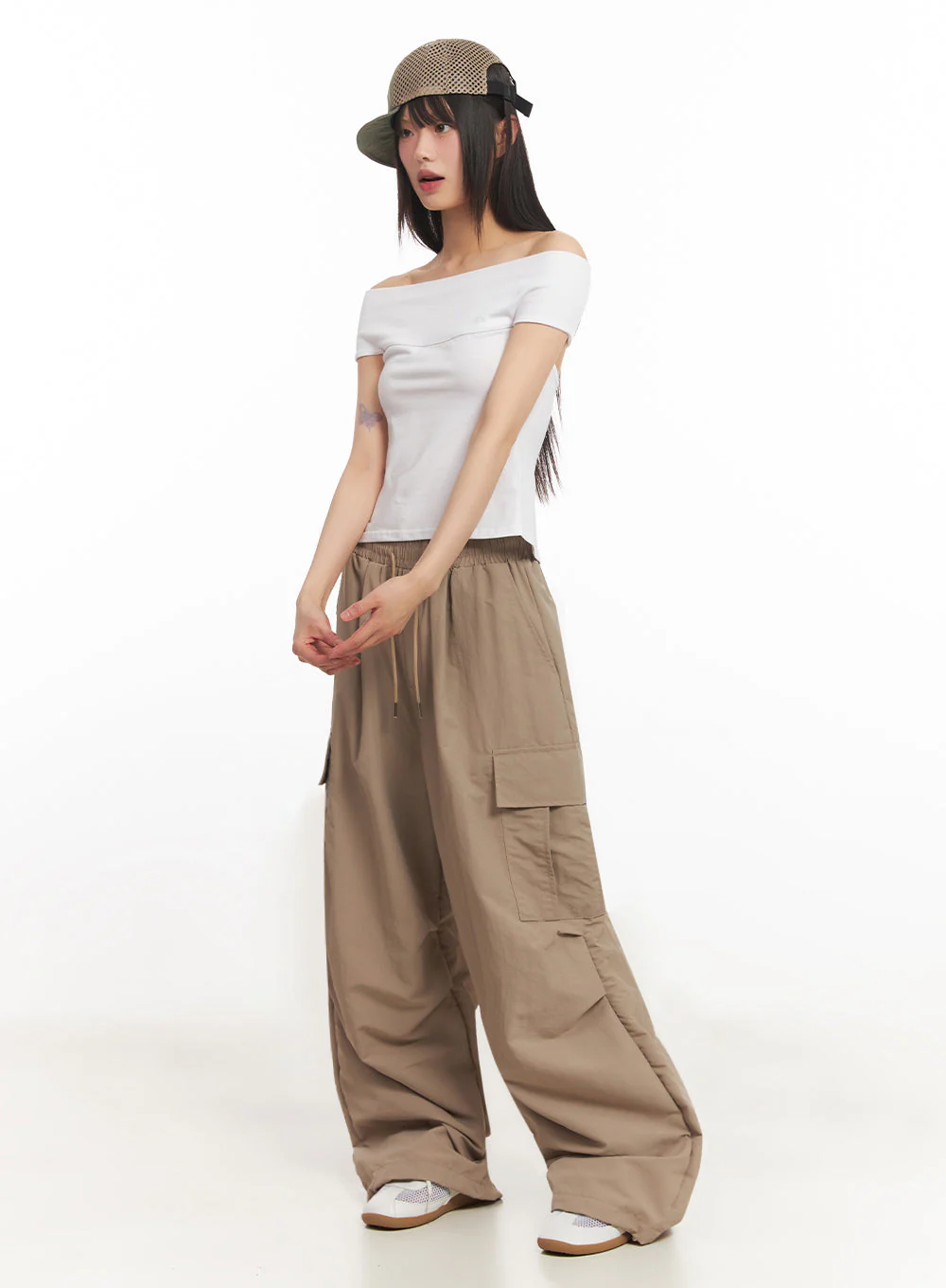 String Cut-Out Off-Shoulder Crop Top IY502 - Image 6