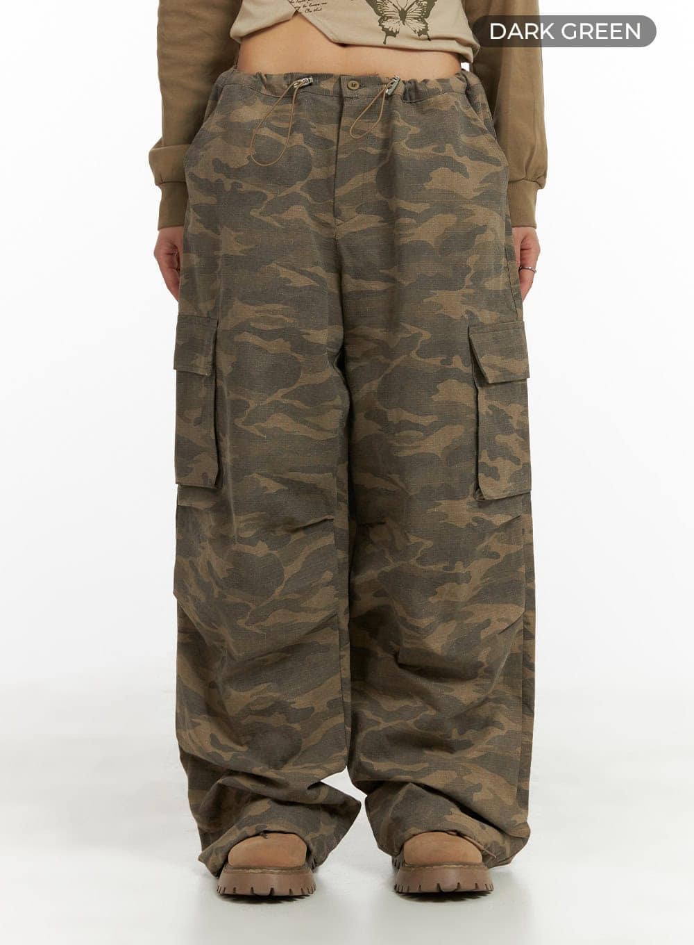 String Waist Camo Cargo Pants CA430 - Image 10