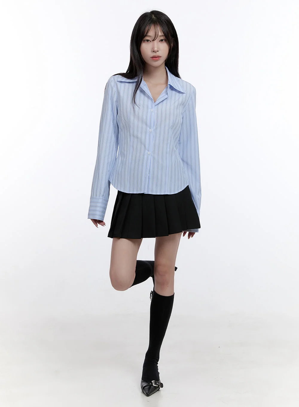 Stripe Button-Up Collared Shirt CO418 - Image 2