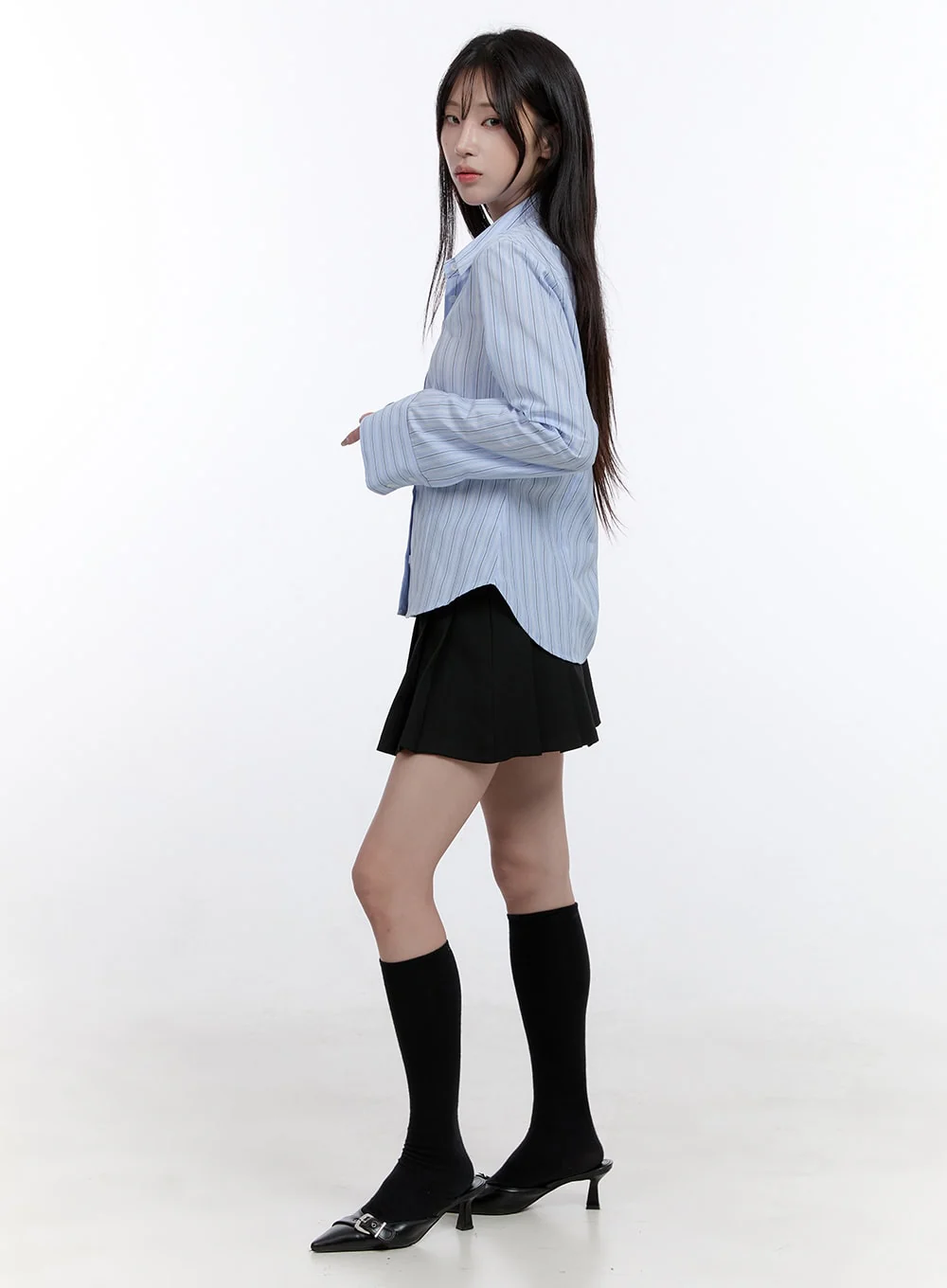Stripe Button-Up Collared Shirt CO418 - Image 3