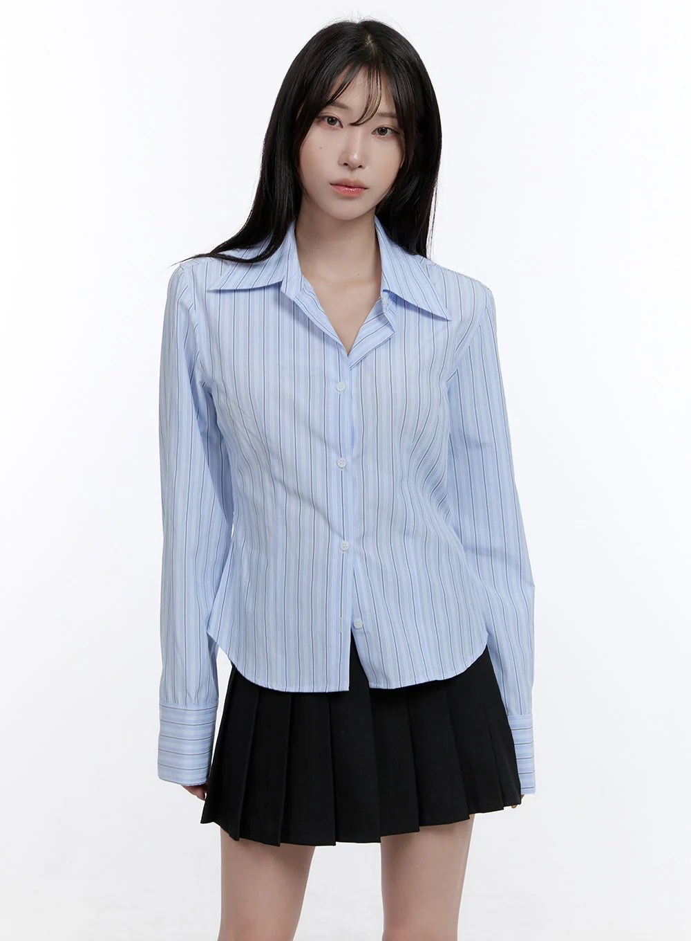 Stripe Button-Up Collared Shirt CO418 - Image 5