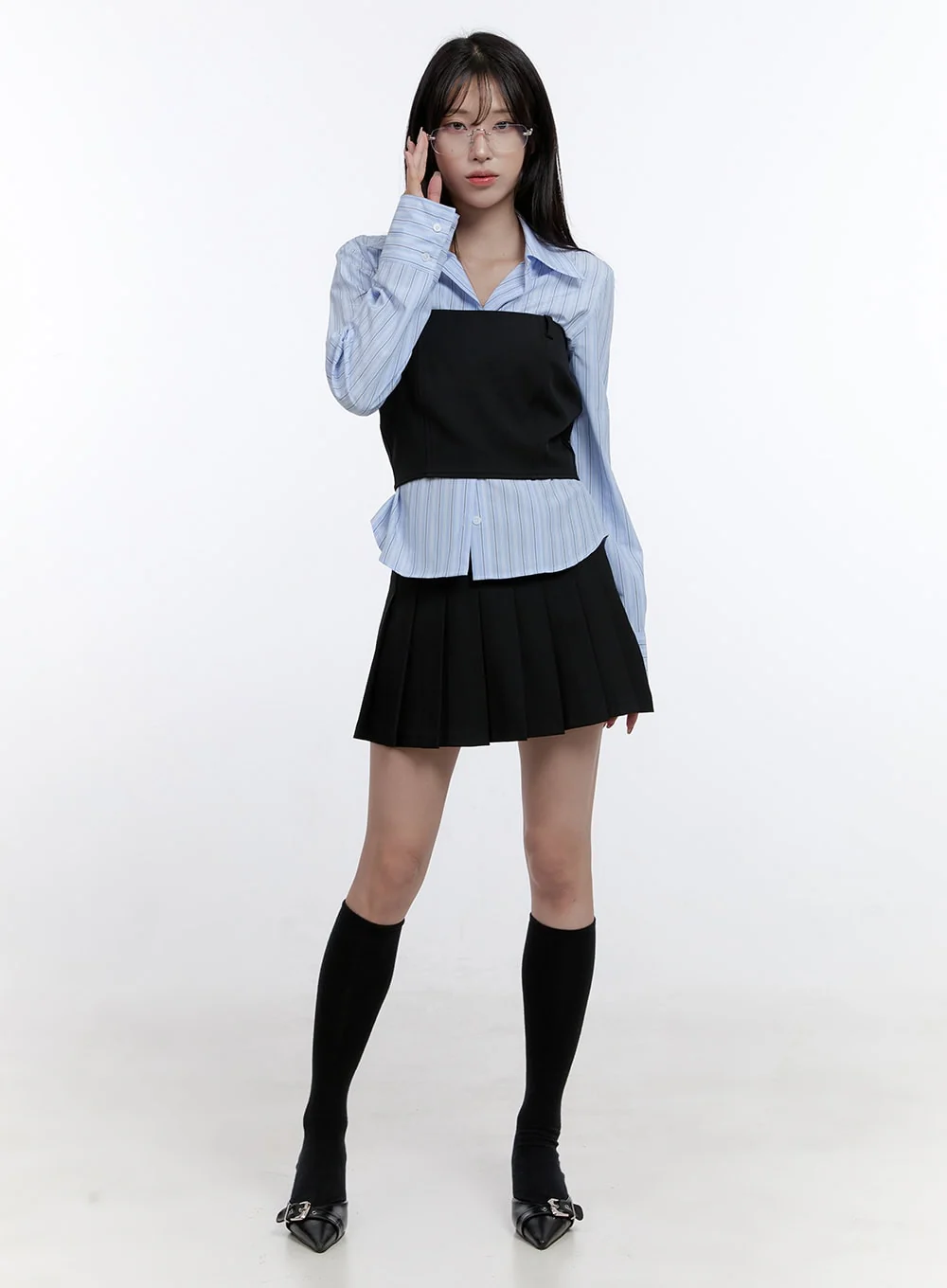 Stripe Button-Up Collared Shirt CO418 - Image 7