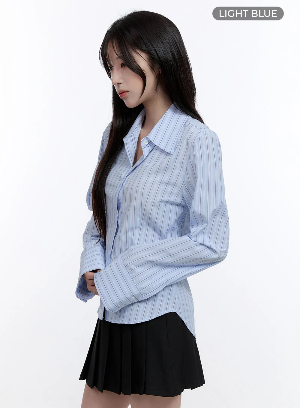 Stripe Button-Up Collared Shirt CO418 - Image 8