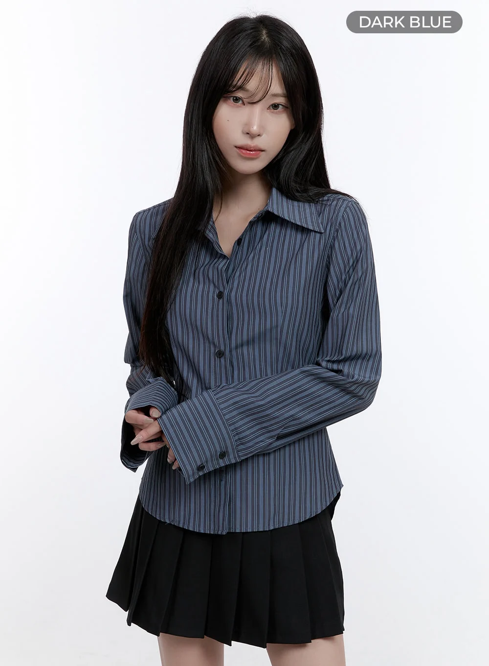 Stripe Button-Up Collared Shirt CO418 - Image 9