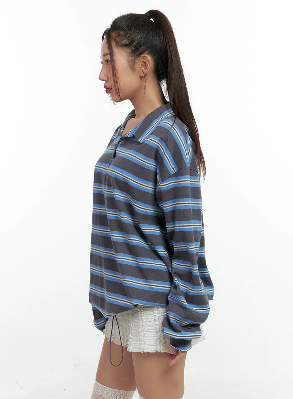 Stripe Buttoned Collar TShirt CN412 - Image 8