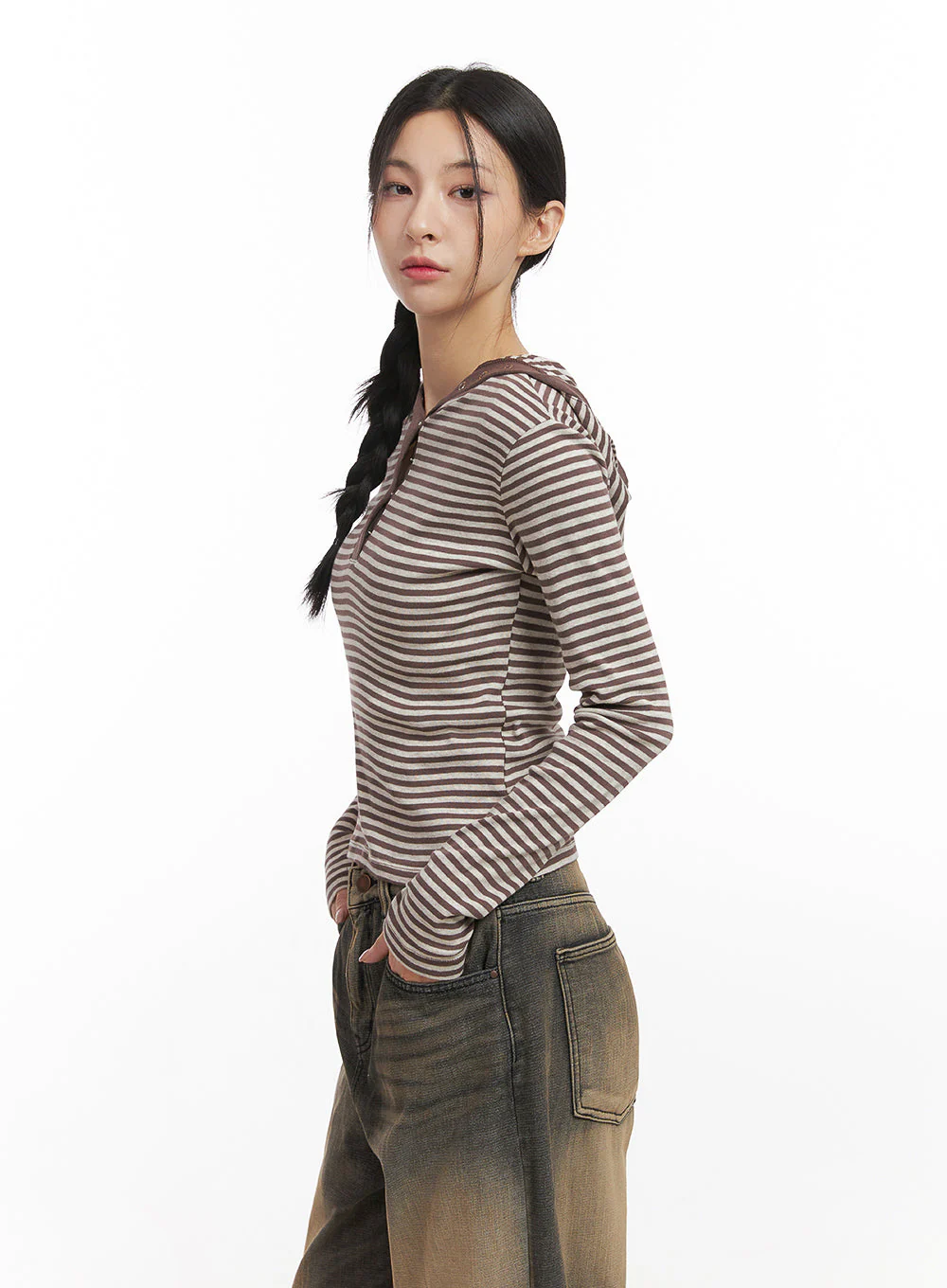 Stripe Hooded Crop Top CN428 - Image 6