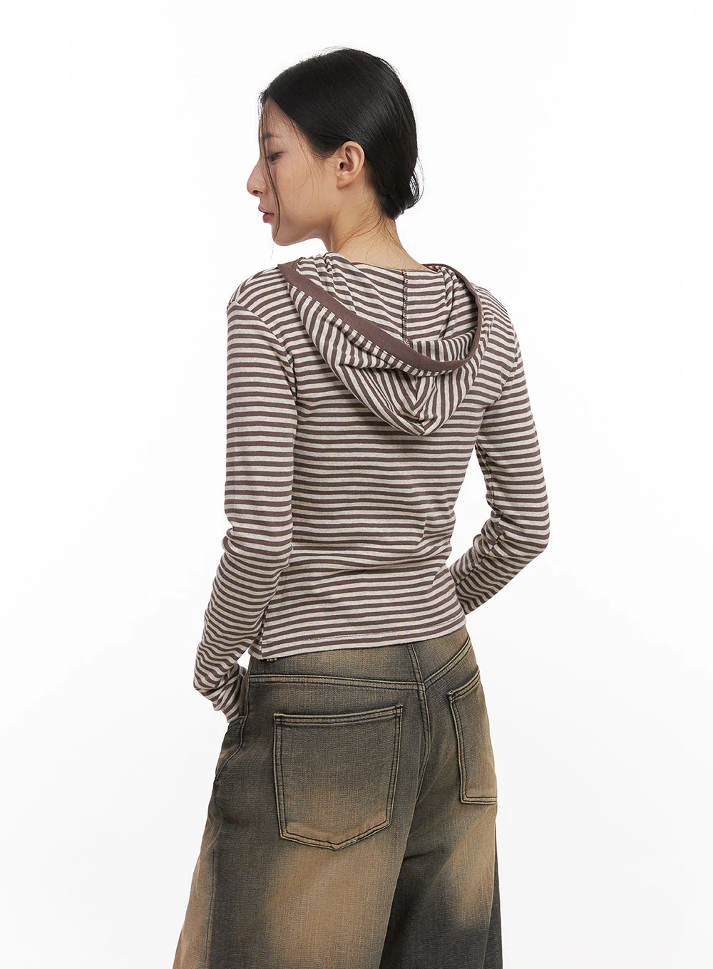 Stripe Hooded Crop Top CN428 - Image 7