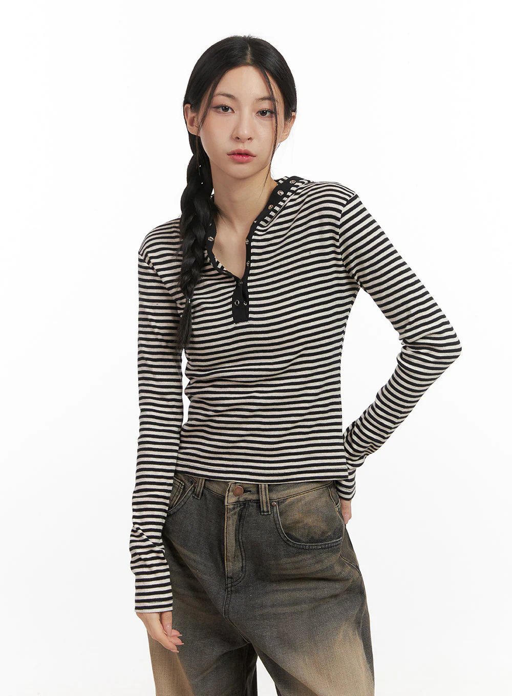 Stripe Hooded Crop Top CN428 - Image 9