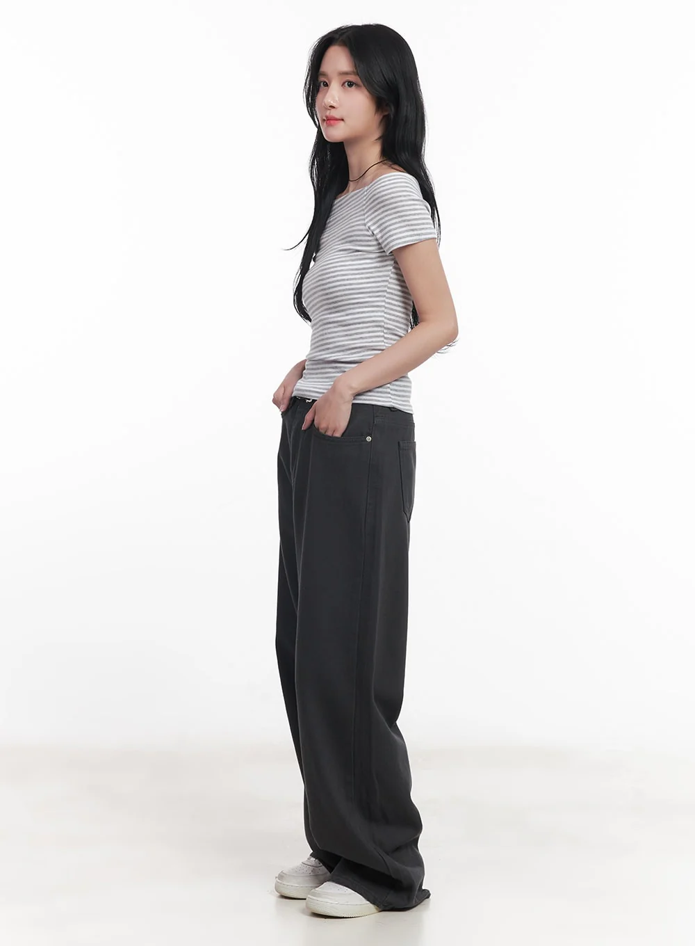 Stripe Off-Shoulder Top CY526 - Image 3