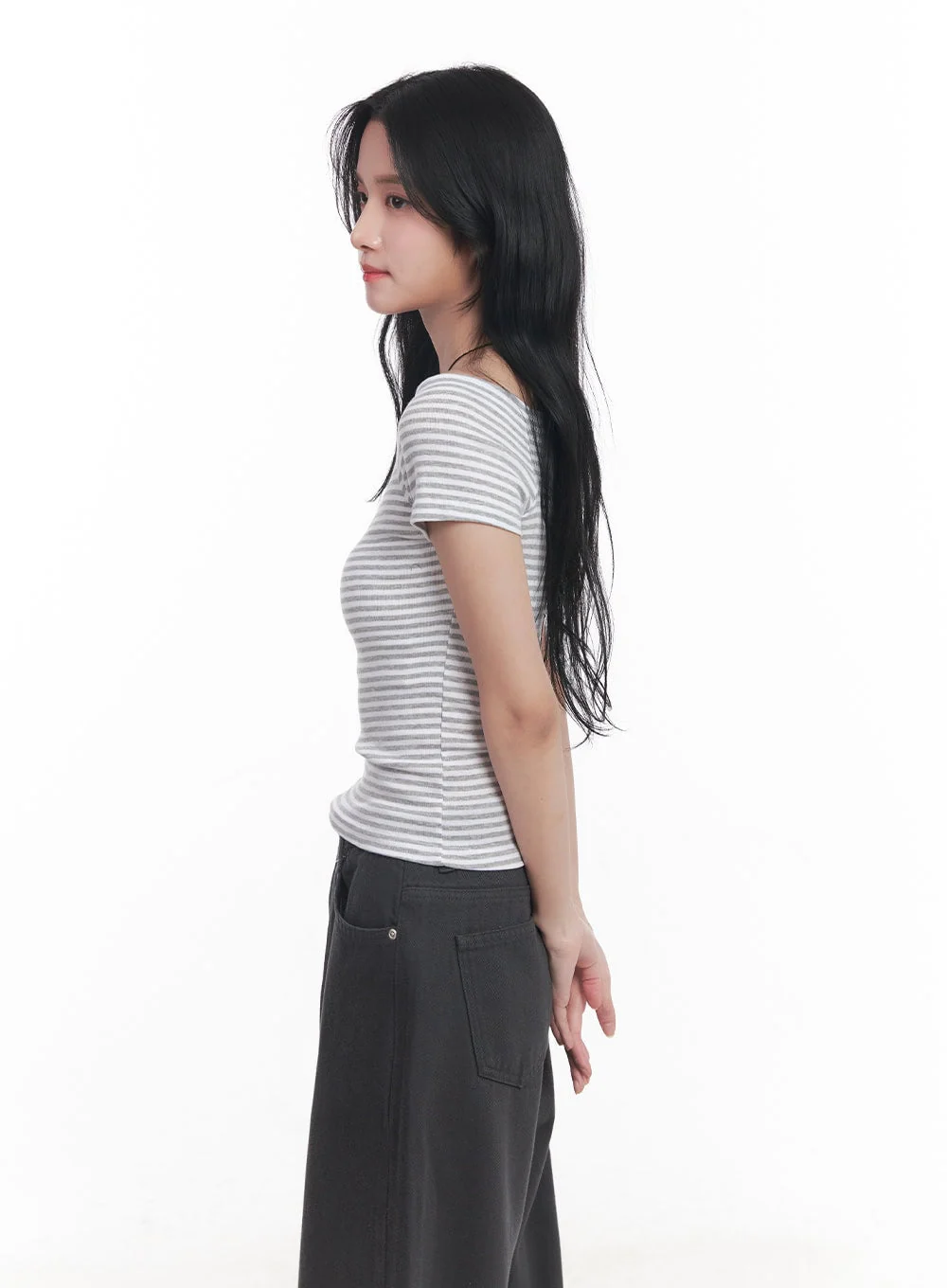 Stripe Off-Shoulder Top CY526 - Image 5