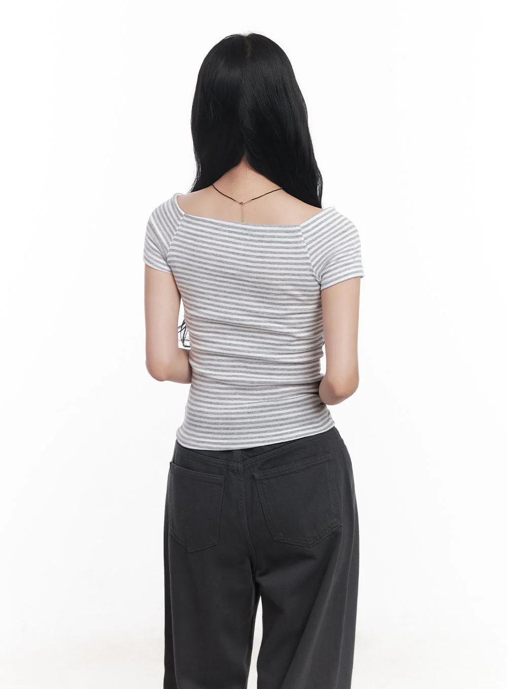 Stripe Off-Shoulder Top CY526 - Image 6