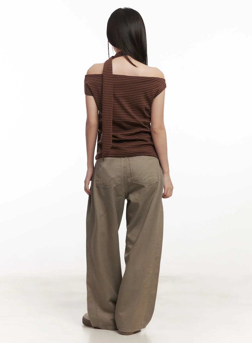 Stripe Off-Shoulder Top with Scarf CA521 - Image 7