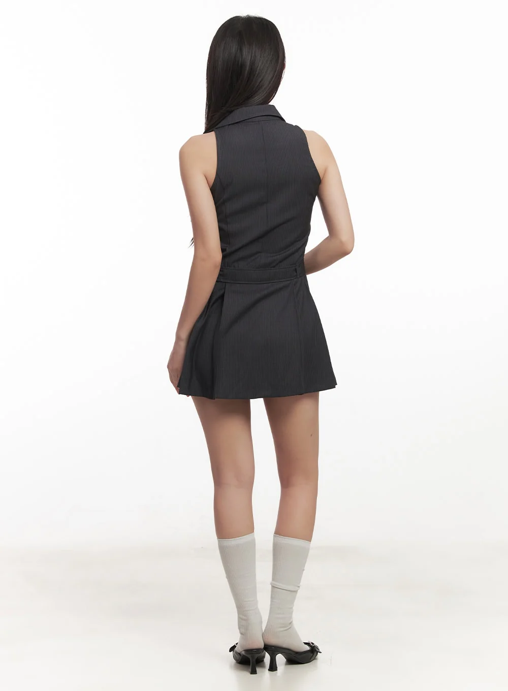 Stripe Pleated Halter Neck Dress CA518 - Image 6