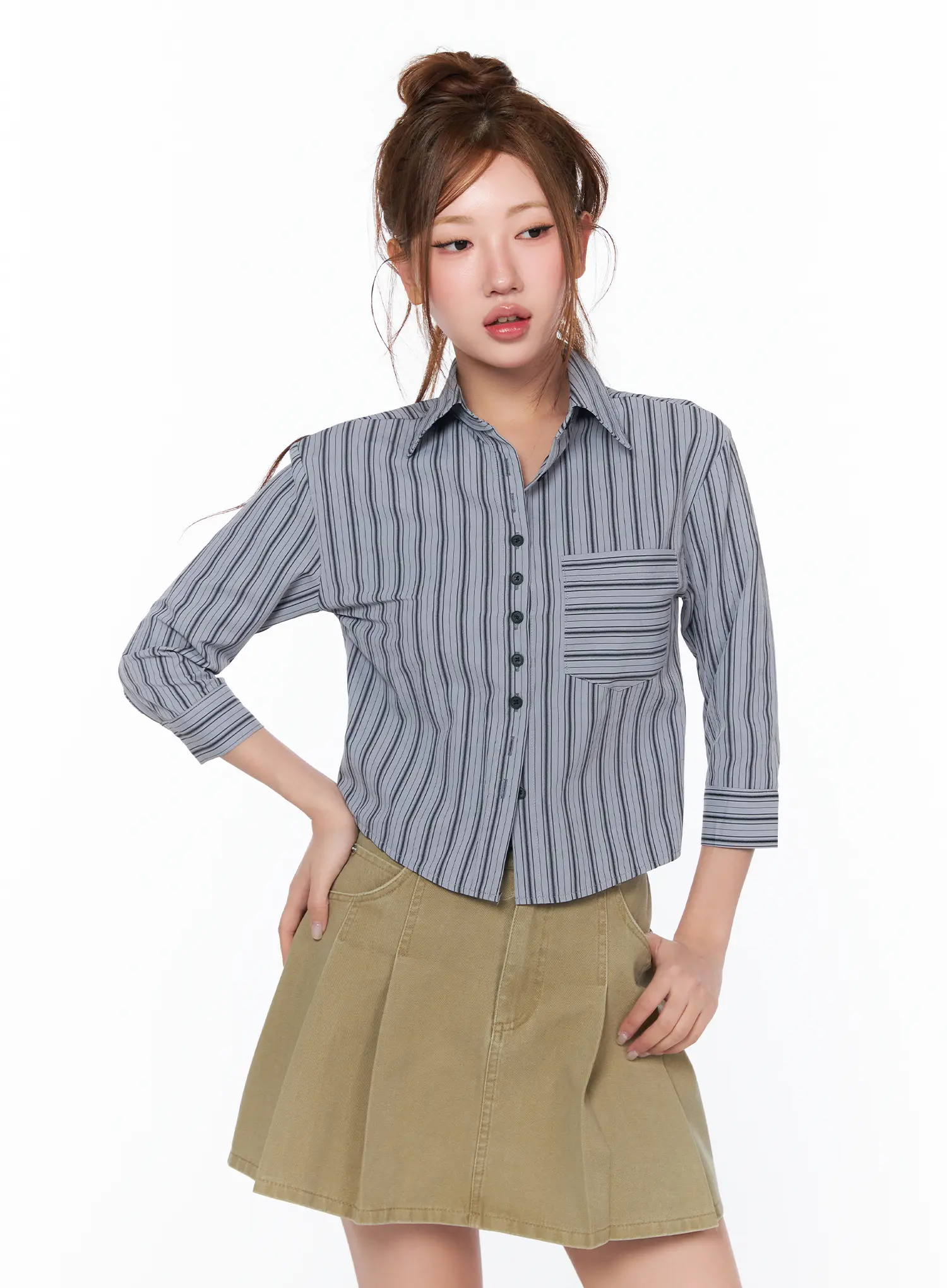 Striped 3/4 Sleeve Shirt CA514 - Image 10
