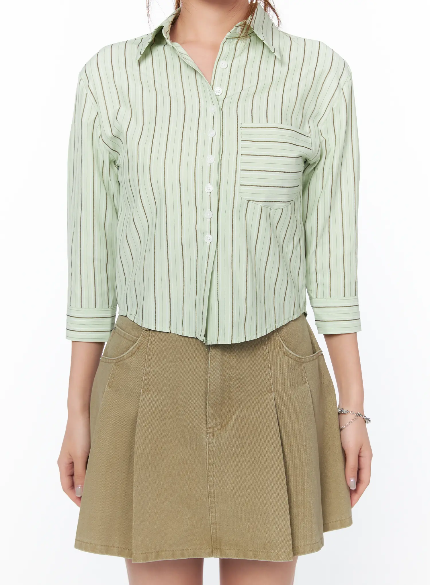 Striped 3/4 Sleeve Shirt CA514 - Image 3