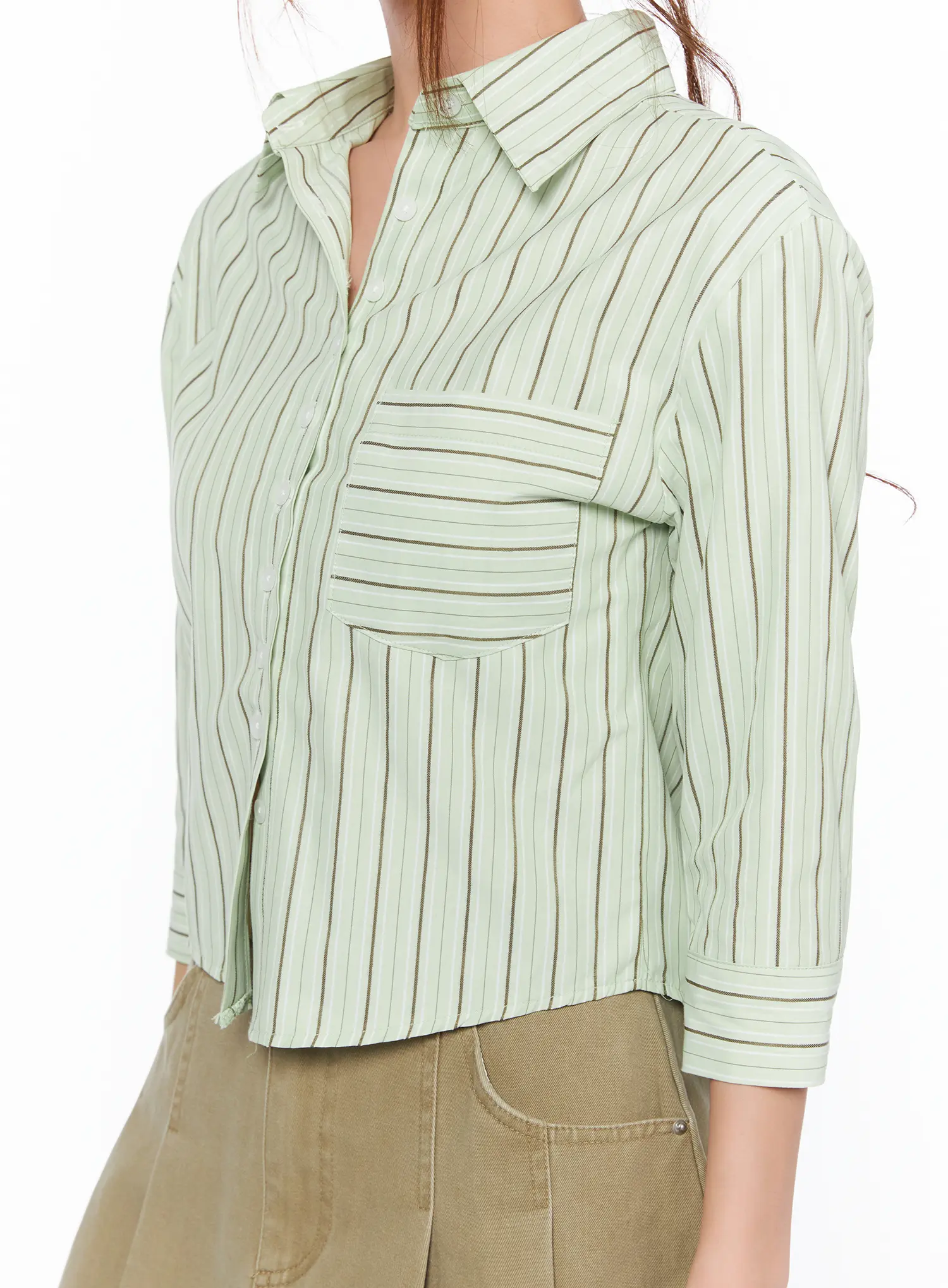 Striped 3/4 Sleeve Shirt CA514 - Image 4