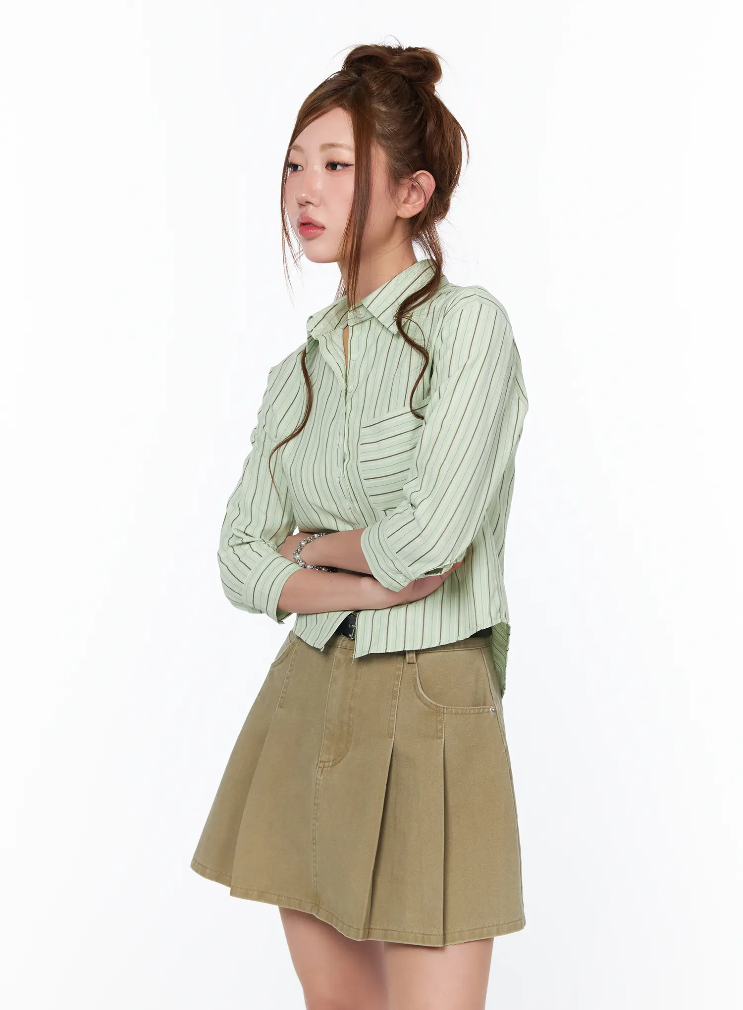 Striped 3/4 Sleeve Shirt CA514 - Image 5