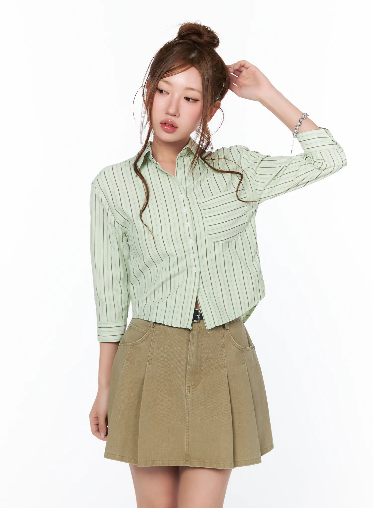 Striped 3/4 Sleeve Shirt CA514 - Image 8