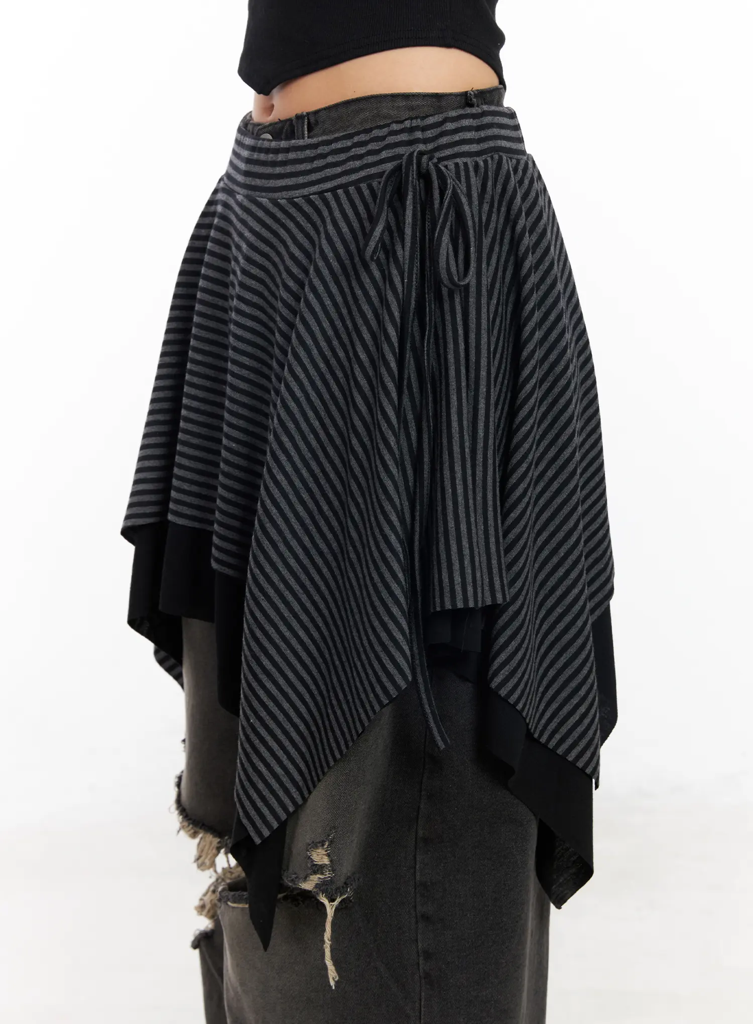 Striped Asymmetric Flare Skirt CF527 - Image 3