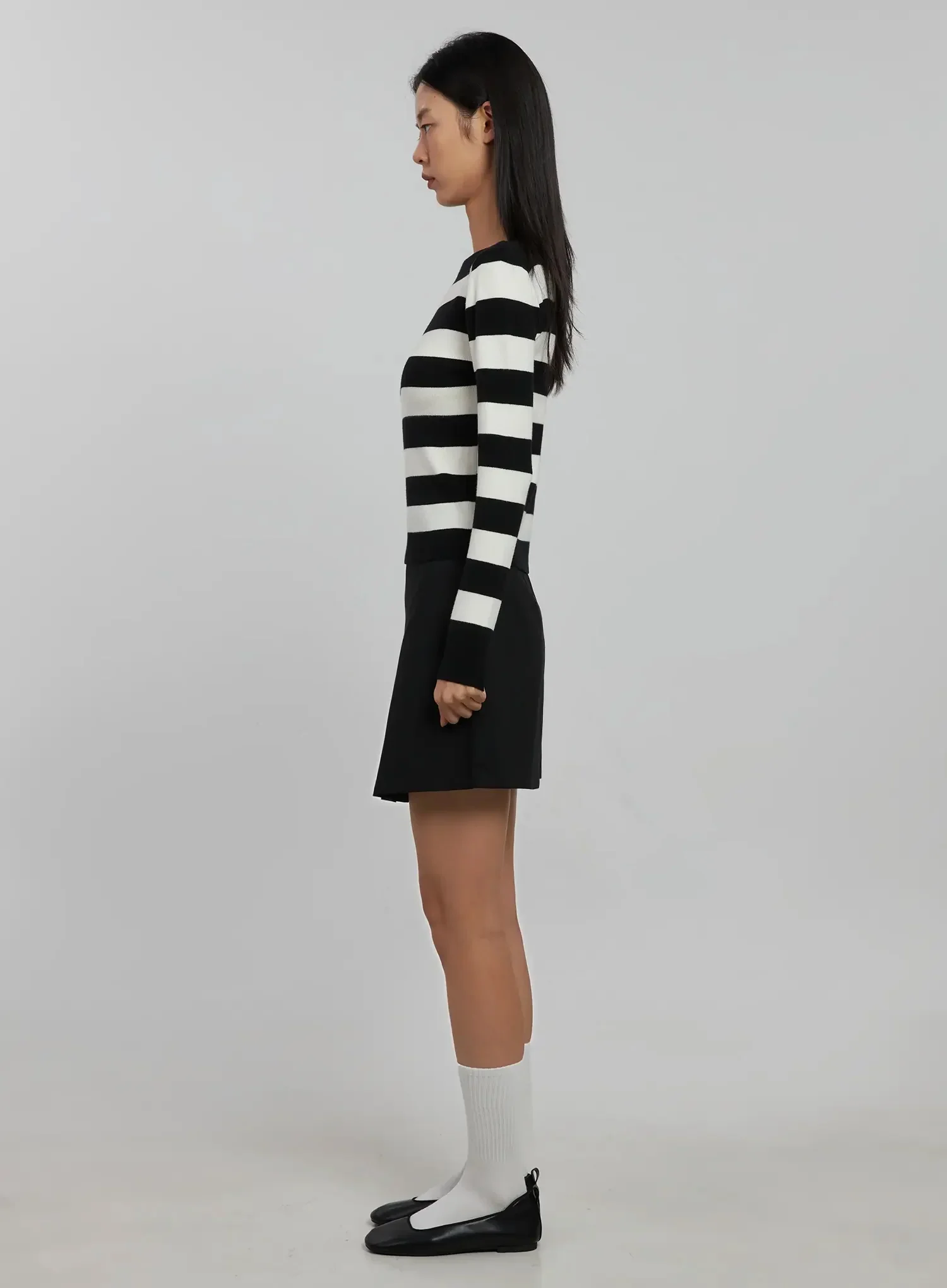 Striped Boat Neck Knit Top IJ508 - Image 8