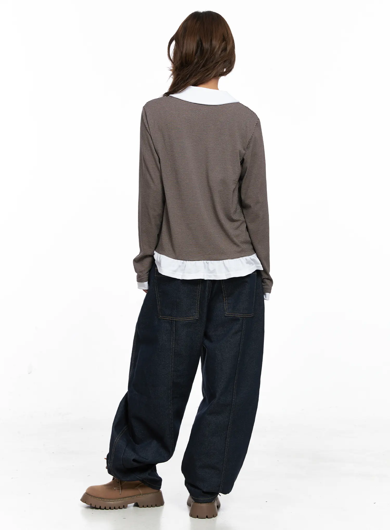 Striped Collared Button Long Sleeve Top CO510 - Image 4