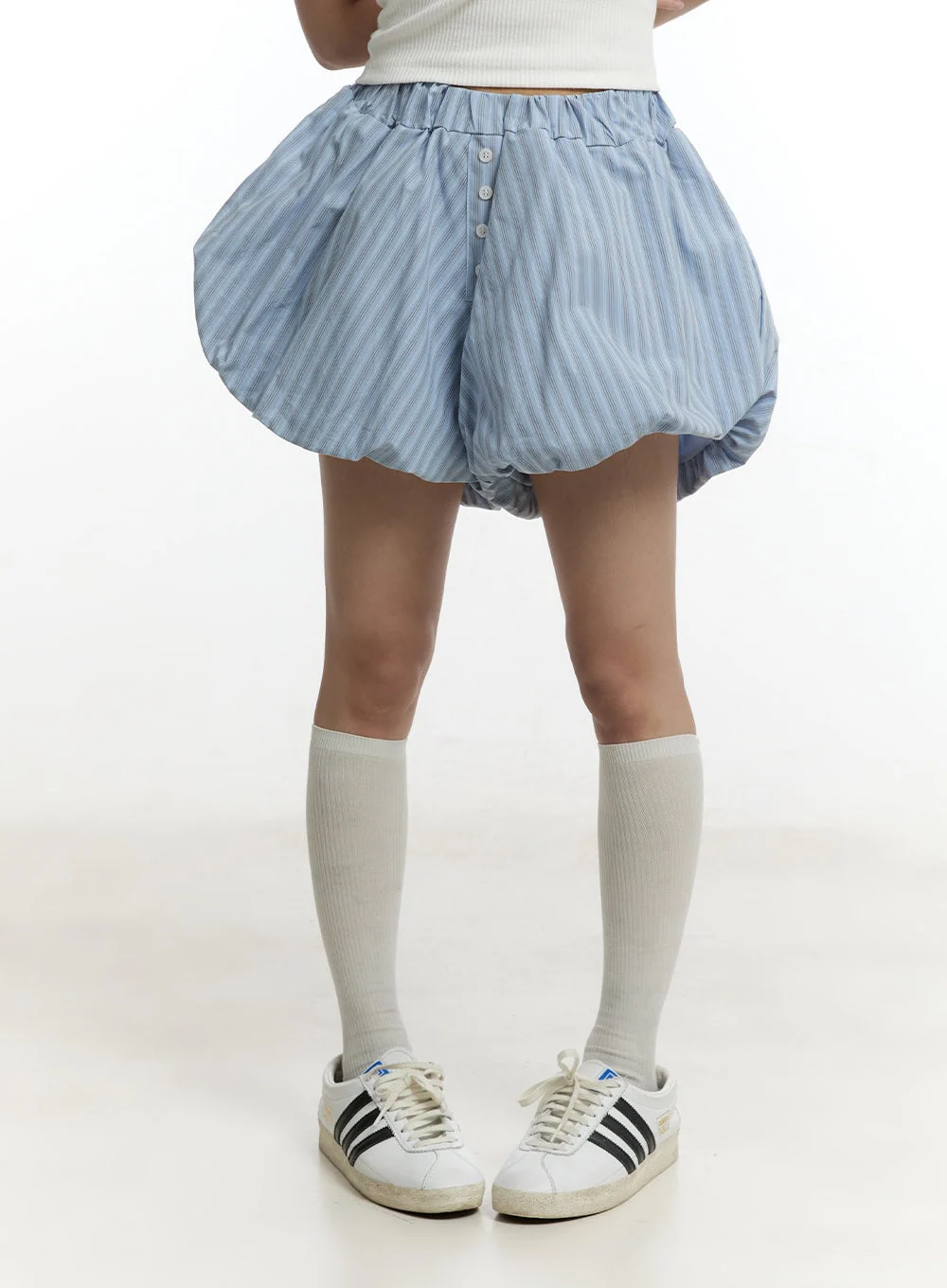 Striped Cotton Balloon-Fit Shorts CY505 - Image 11
