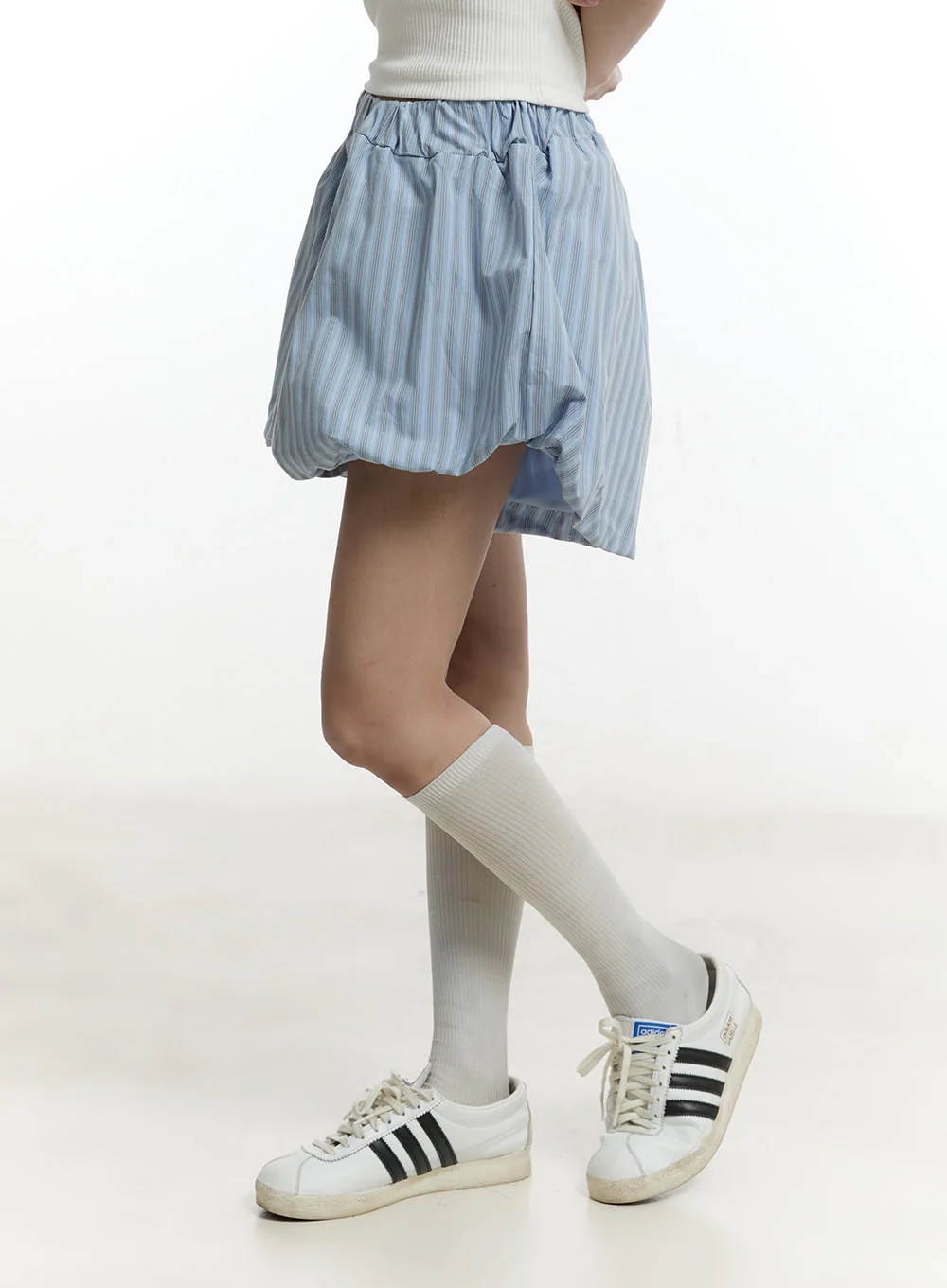 Striped Cotton Balloon-Fit Shorts CY505 - Image 5