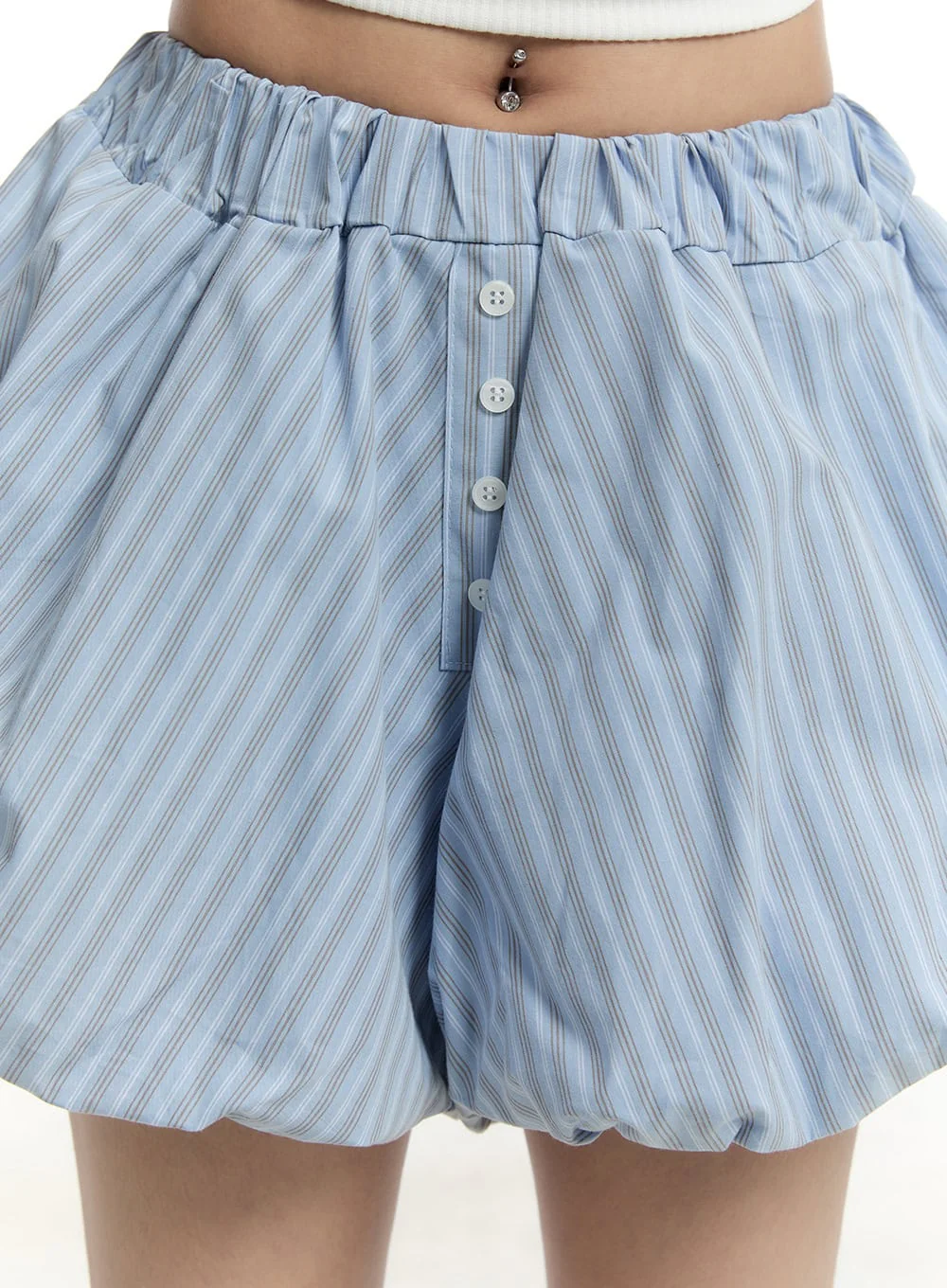 Striped Cotton Balloon-Fit Shorts CY505 - Image 6