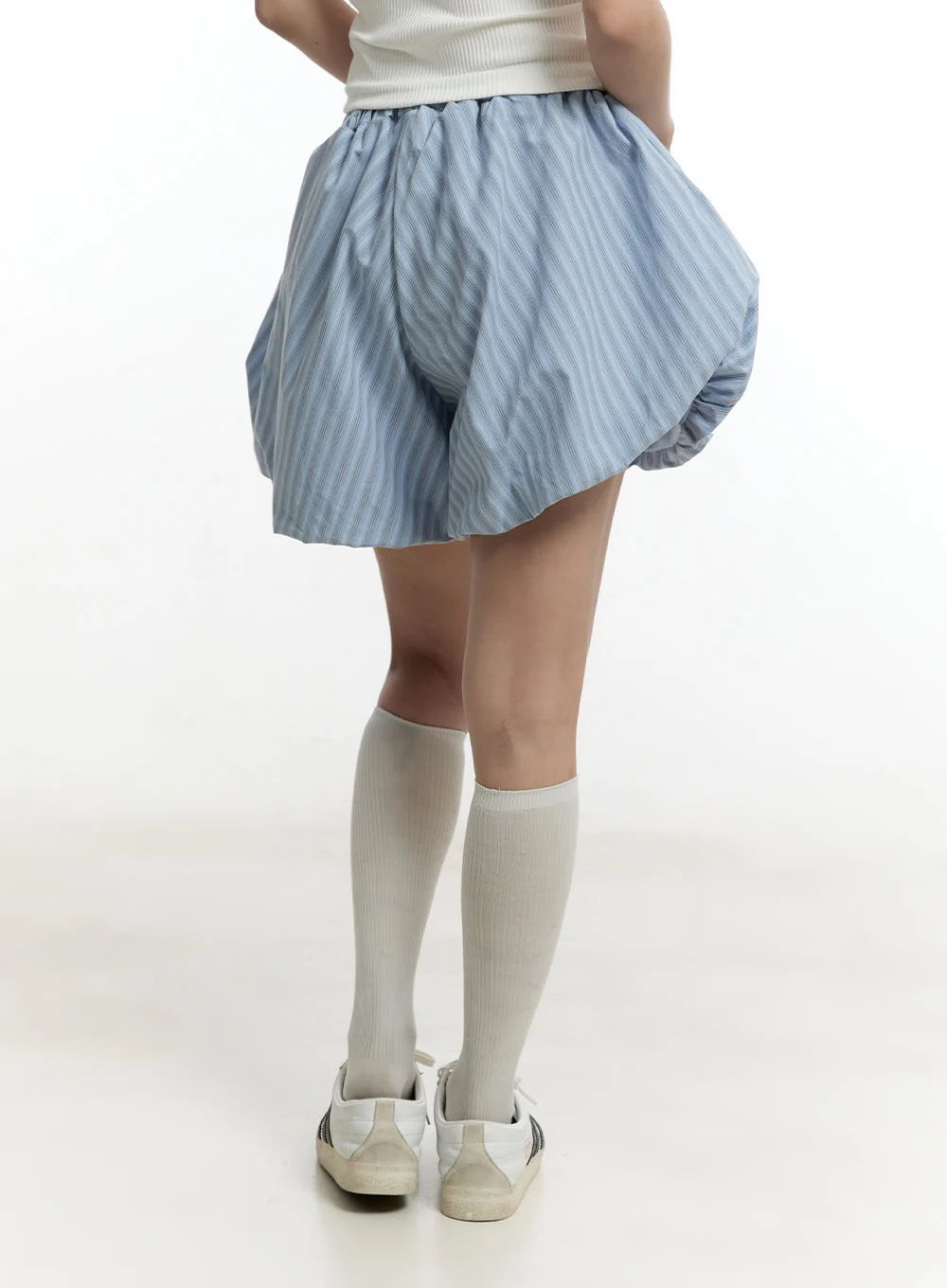 Striped Cotton Balloon-Fit Shorts CY505 - Image 7