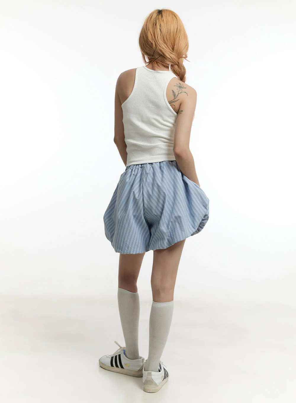 Striped Cotton Balloon-Fit Shorts CY505 - Image 8
