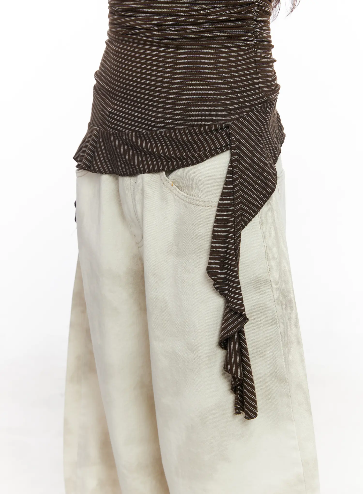 Striped Frill Detail Tube Top CM526 - Image 5
